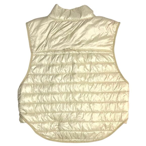 Joy Lab Shimmer Ivory Cream Off White Sleeveless Puff Zipper Vest Size Large - Picture 6 of 16